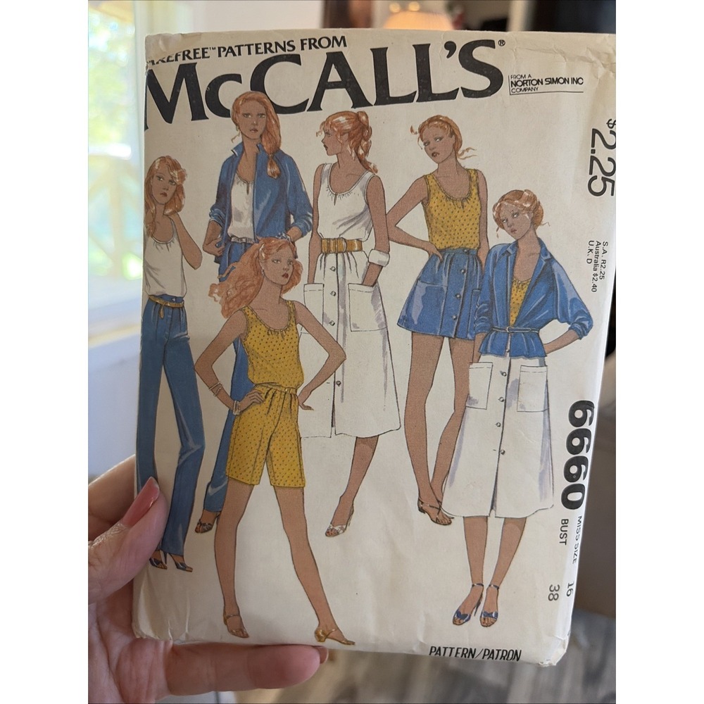 Vintage Pattern McCall's #6660 Misses Jacket, top, skirt (Miss 16 Bust 38) UNCUT
